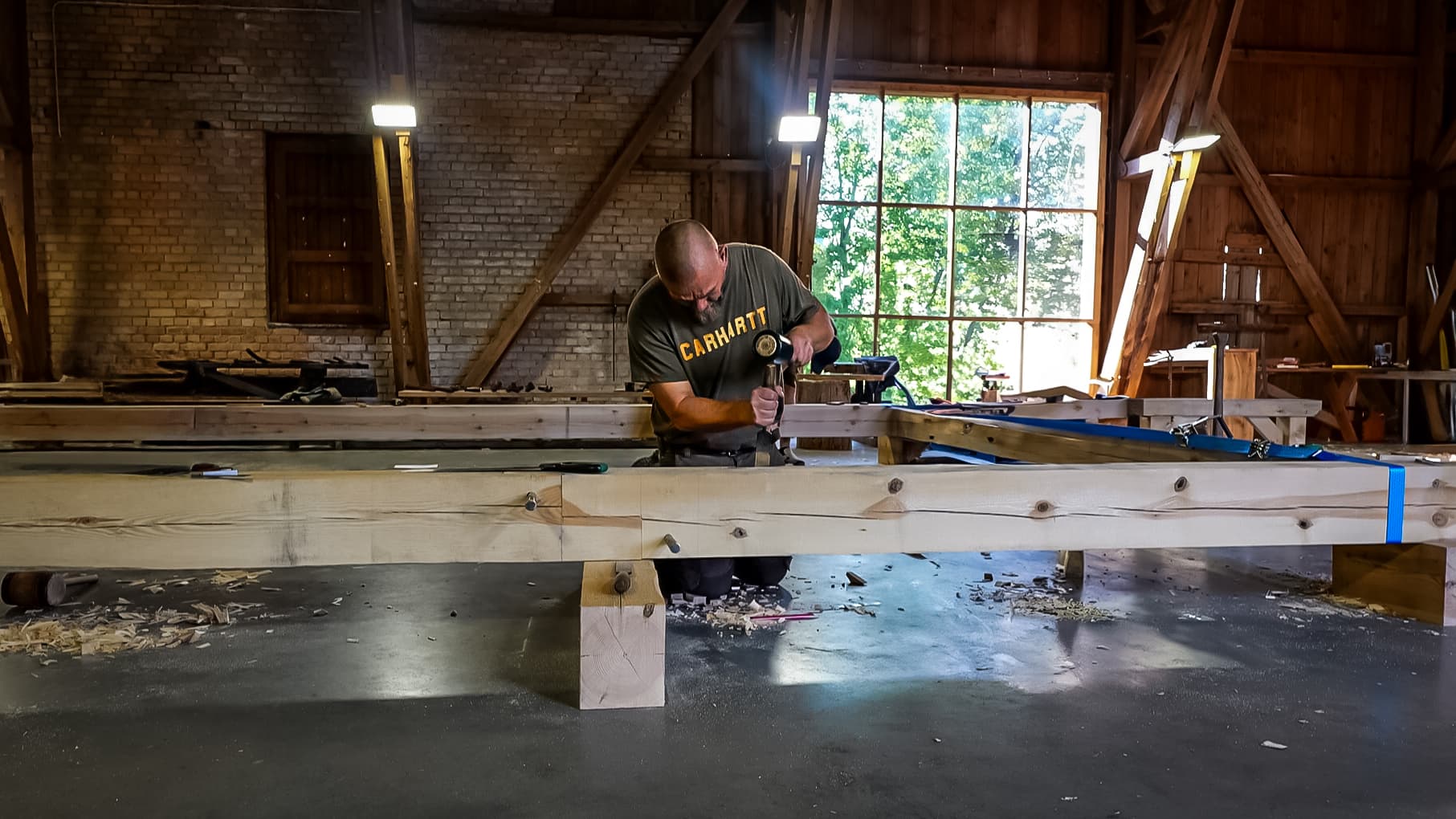 Jesper chiseling a mortise joint
